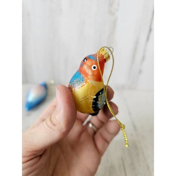 Glass bluebird ornament quail Xmas tree set lot unique - Picture 10 of 15